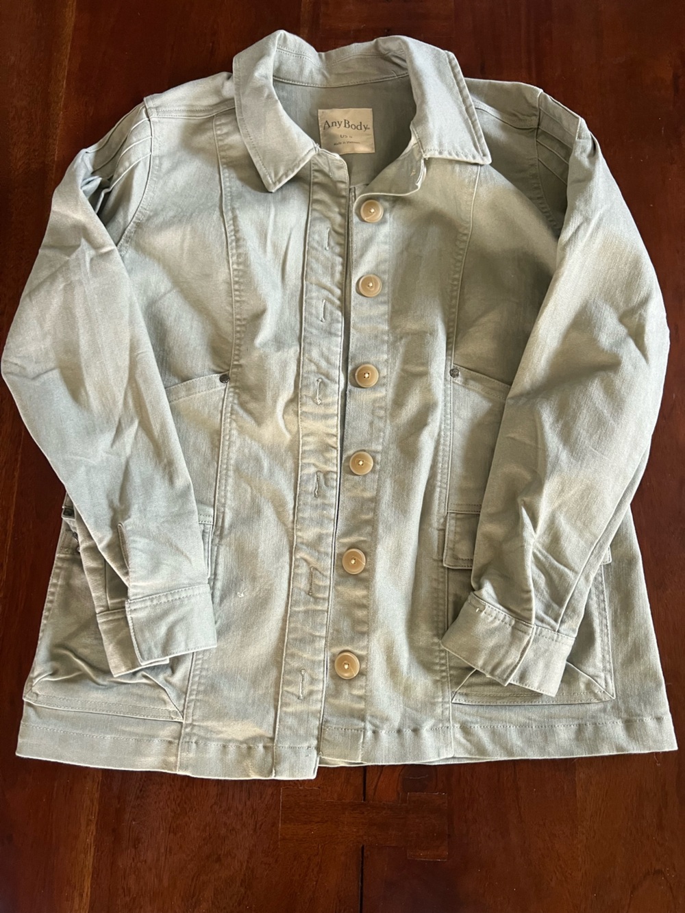 AnyBody Light Sage Green Utility Jacket - Button Front | Small